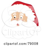 Poster, Art Print Of Surprised Santa Claus Face With A White Beard Mustache And Hat