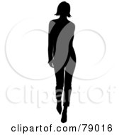 Royalty Free RF Clipart Illustration Of A Silhouetted Black Runway Model Walking Forward