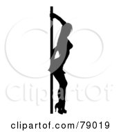 Poster, Art Print Of Sexy Black And White Pole Dancer Woman With Her Back Against A Pole
