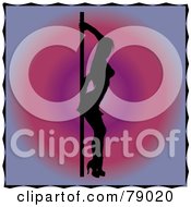 Royalty Free RF Clipart Illustration Of A Sexy Silhouetted Pole Dancer Woman With Her Back Against A Pole