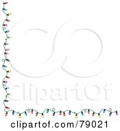 Poster, Art Print Of White Background With A Left And Bottom Border Of Colorful Christmas Lights