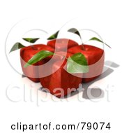 Royalty Free RF Clipart Illustration Of Four 3d Red Delicious Cubic Genetically Modified Apples With Leaves Version 1