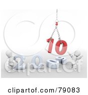 Royalty Free RF Clipart Illustration Of 3d White Characters Constructing 2010 Together