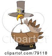 Chubby Pilgrim Turkey Bird Wearing A Hat And Boots
