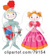 Poster, Art Print Of Proud Knight Boy Standing By A Pretty Princess