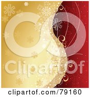 Poster, Art Print Of Divided Gold And Red Background With Vine Tendrils And Snowflakes