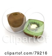 Royalty Free RF Clipart Illustration Of A 3d Half Cubic Genetically Modified Kiwi By A Whole Fruit