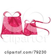 Poster, Art Print Of Two Pink Sparkling Christmas Or Valentines Day Gifts With Pink Heart Wrapping Paper