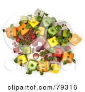 Royalty Free RF Clipart Illustration Of A Group Of 3d Cubic Genetically Modified Fruits Around A Red Question Mark Version 2 by Frank Boston
