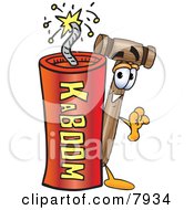 Poster, Art Print Of Mallet Mascot Cartoon Character Standing With A Lit Stick Of Dynamite