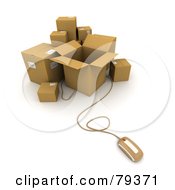 Royalty Free RF Clipart Illustration Of A 3d Computer Mouse And Cardboard Parcel Boxes Version 1 by Frank Boston #COLLC79371-0095