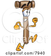 Clipart Picture Of A Mallet Mascot Cartoon Character Running