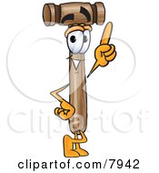 Mallet Mascot Cartoon Character Pointing Upwards