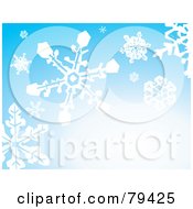 Gradient Blue Background With Falling White Winter Snowflakes