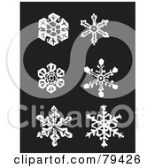 Poster, Art Print Of Digital Collage Of Six White Snowflakes On A Dark Background