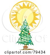 Poster, Art Print Of Trimmed Christmas Tree With A Bright Shining Tree Topper Star