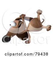 Royalty Free RF Clipart Illustration Of A 3d Brown Pookie Wiener Dog Character Doing A Hand Stand Version 2