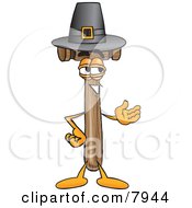 Clipart Picture Of A Mallet Mascot Cartoon Character Wearing A Pilgrim Hat On Thanksgiving
