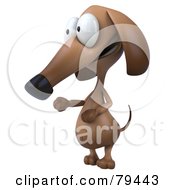 3d Brown Pookie Wiener Dog Character Facing To The Left