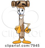 Clipart Picture Of A Mallet Mascot Cartoon Character Pointing At The Viewer by Mascot Junction