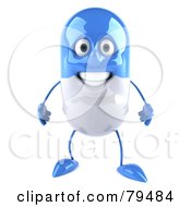 3d Blue Pill Character Facing Front
