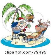 Santa Grilling Food For Rudolph On A Tropical Christmas Island