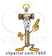 Clipart Picture Of A Mallet Mascot Cartoon Character With A Bright Idea