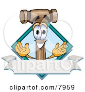 Clipart Picture Of A Mallet Mascot Cartoon Character With A Blank Label