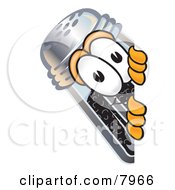Clipart Picture Of A Pepper Shaker Mascot Cartoon Character Peeking Around A Corner