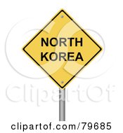 Poster, Art Print Of Yellow North Korea Warning Sign