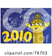 Royalty Free RF Stock Illustration Of Big Ben The Clock Tower Celebrating The New Year 2010 Under Fireworks by Snowy