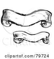 Royalty Free RF Clipart Illustration Of A Digital Collage Of Two Black And White Carved Banners