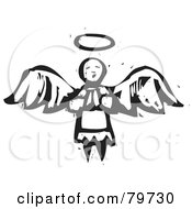Poster, Art Print Of Black And White Carved Praying Angel