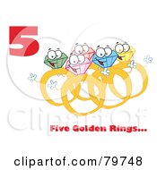 Royalty Free RF Clipart Illustration Of A Red Number Five And Text Over Gold Rings