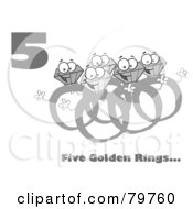 Royalty Free RF Clipart Illustration Of A Black And White Number Five And Text Over Rings