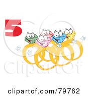 Royalty Free RF Clipart Illustration Of A Red Number Five Over Gold Rings