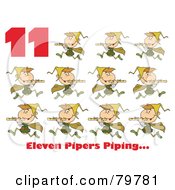 Poster, Art Print Of Red Number 11 And Text By Eleven Pipers Piping