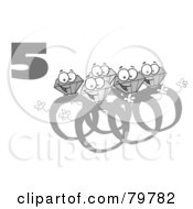 Royalty Free RF Clipart Illustration Of A Black And White Number Five Over Gold Rings