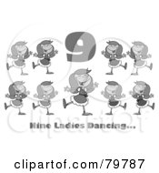 Poster, Art Print Of Black And White Number Nine And Text Over Nine Ladies Dancing