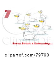 Poster, Art Print Of Red Number Seven And Text By Swimming Swans