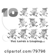 Poster, Art Print Of Black And White Number Ten And Text By Lords A Leaping
