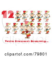 Poster, Art Print Of Red Number Twelve And Text By Twelve Drummers Drumming