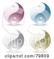 Royalty Free RF Clipart Illustration Of A Digital Collage Of Four Purple Blue Silver And Green Yin Yang Symbols