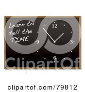 Clock And Learn To Tell The Time On A Blackboard