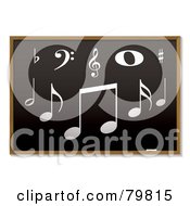 Royalty Free RF Clipart Illustration Of Music Notes And Symbols On A Blackboard