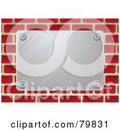 Royalty Free RF Clipart Illustration Of A Brushed Silver Metal Plate On Bricks