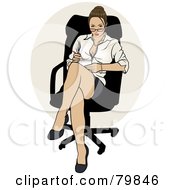 Sexy Brunette Business Pinup Woman Sitting In A Chair