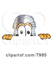 Pepper Shaker Mascot Cartoon Character Peeking Over A Surface