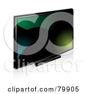 Poster, Art Print Of Sleek And Modern Black Tv Monitor With A Green Teal And Black Screen