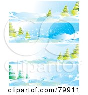 Poster, Art Print Of Digital Collage Of Four Winter Landscape And Evergreen Website Banners